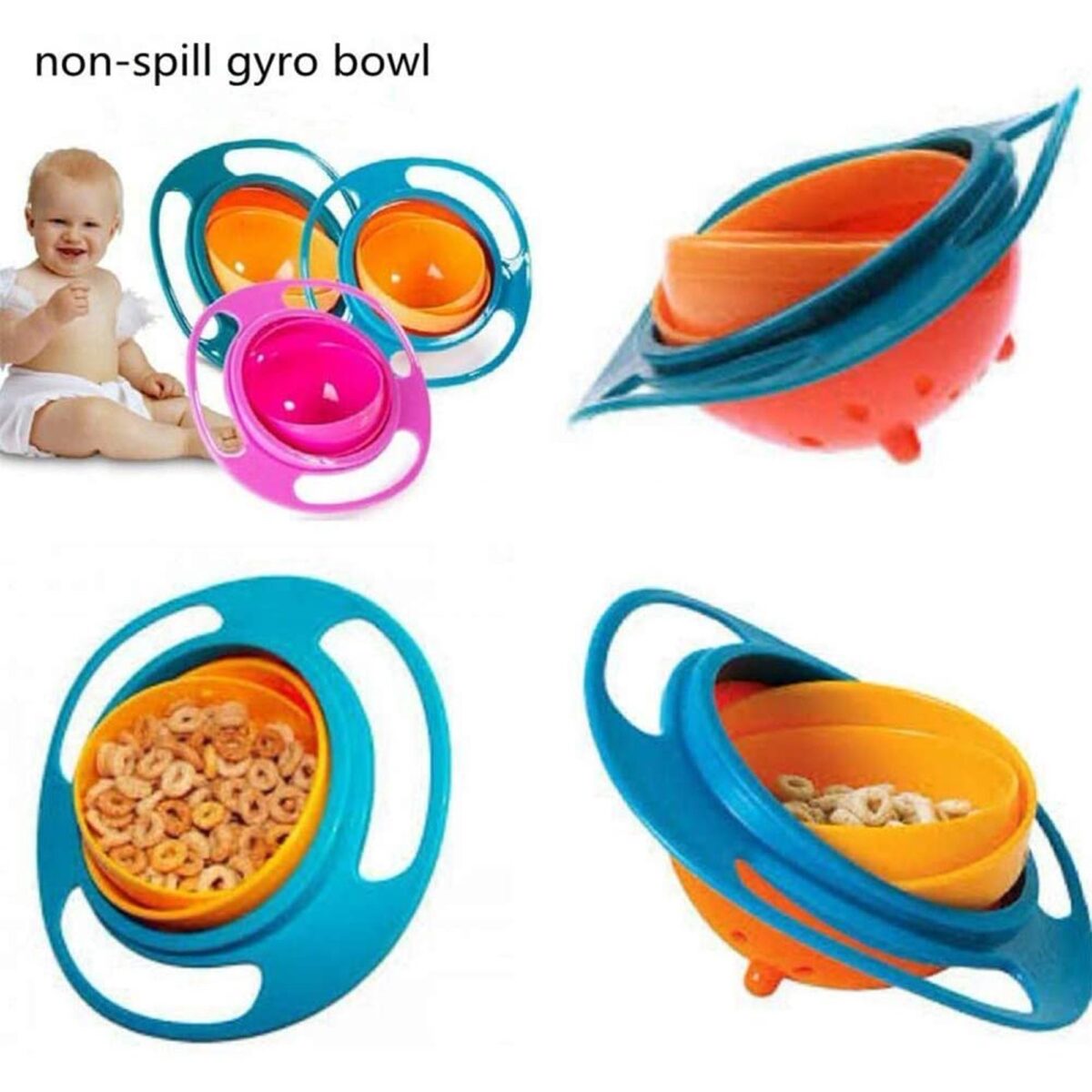 360 degree Gyro Bowl for feeding Baby Kids (random color) Long Live pakistan