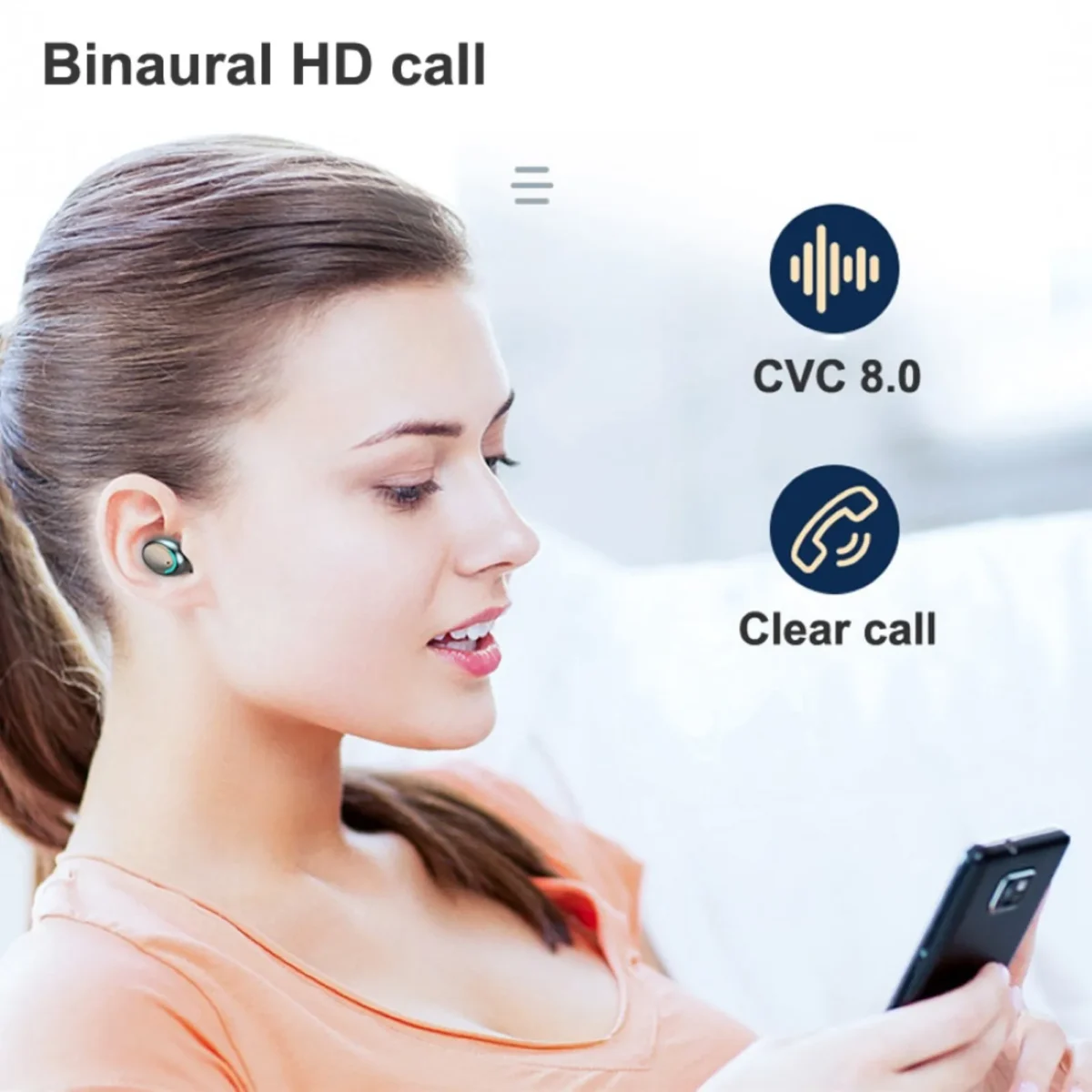 F9- TWS Bluetooth 5.0 Rechargeable Smart Touch Wireless Earphones( Black color) Long Live pakistan