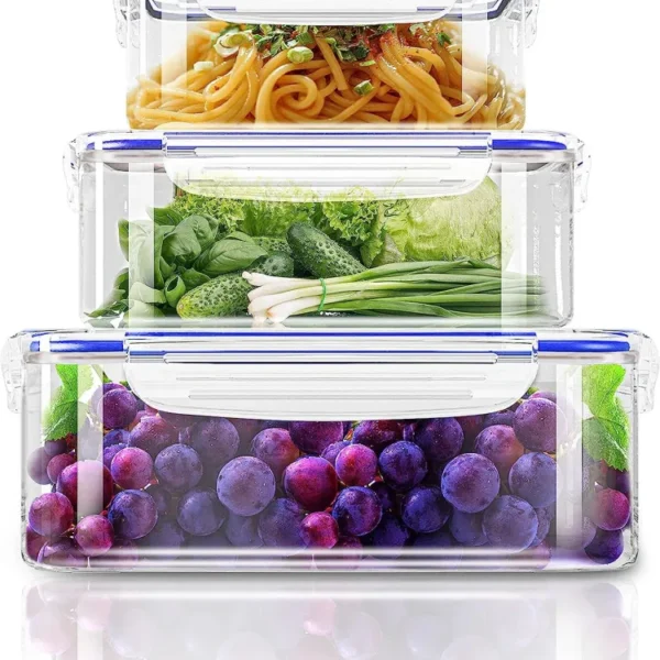 Fast Forward Premium Plastic Food Containers Set - 3 Containers & 3 Airtight Lids | Reusable & Leak-Proof Food Storage Containers | Ideal for Leftovers, Lunch Boxes, Freezer & Microwave Safe