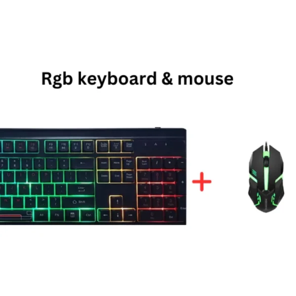 Gaming Keyboard & Mouse RGB Keyboard & RGB Mouse Wired Combo Pack Semi Mechanical