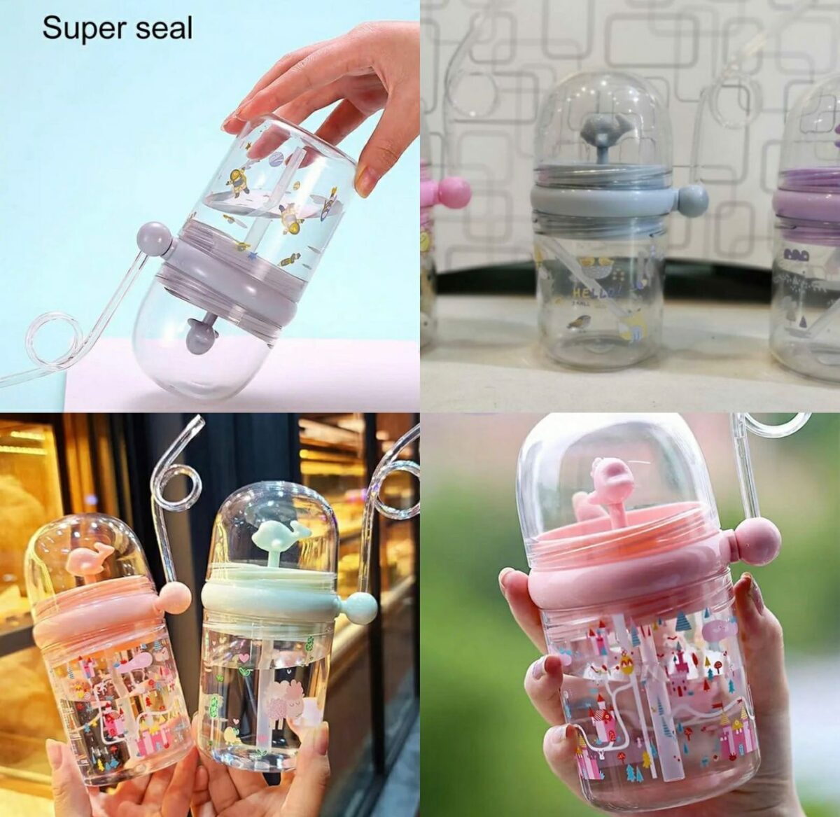 Children Whale Spray Cup Sippy Bottle Cartoon Baby with Sippy Kettle Outdoor Portable Children's Cup (Random Color) Long Live pakistan