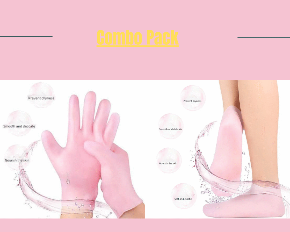 (Combo Pack) Moisturizing Glove and Socks Set, Silicone Gel Spa Socks For Dry Cracked Skin & Silicone Jelly Socks Gel Moisturizing Socks Foot Care Protector Long Live pakistan