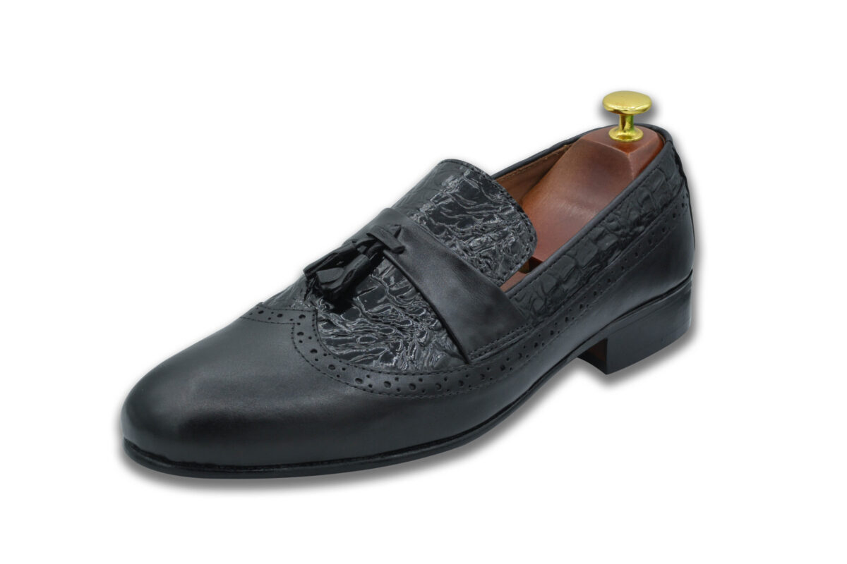 Brogue & Tassel Black Leather Shoes Long Live pakistan