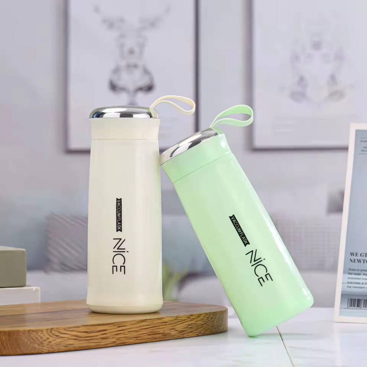 Nice Glass Bottle Water Mini Flask Bottle With Vaccum Flask And Loop Temperature Resistant,400ml (random Colors) Long Live pakistan