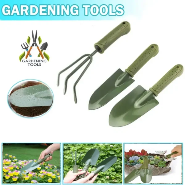 3 Pcs Garden Tools Set Trowel Transplanting Gardening Shovel Tools for Weeding Hand Tilling Rake Garden Set Shovel Mini Agricultural Landscape Accessories