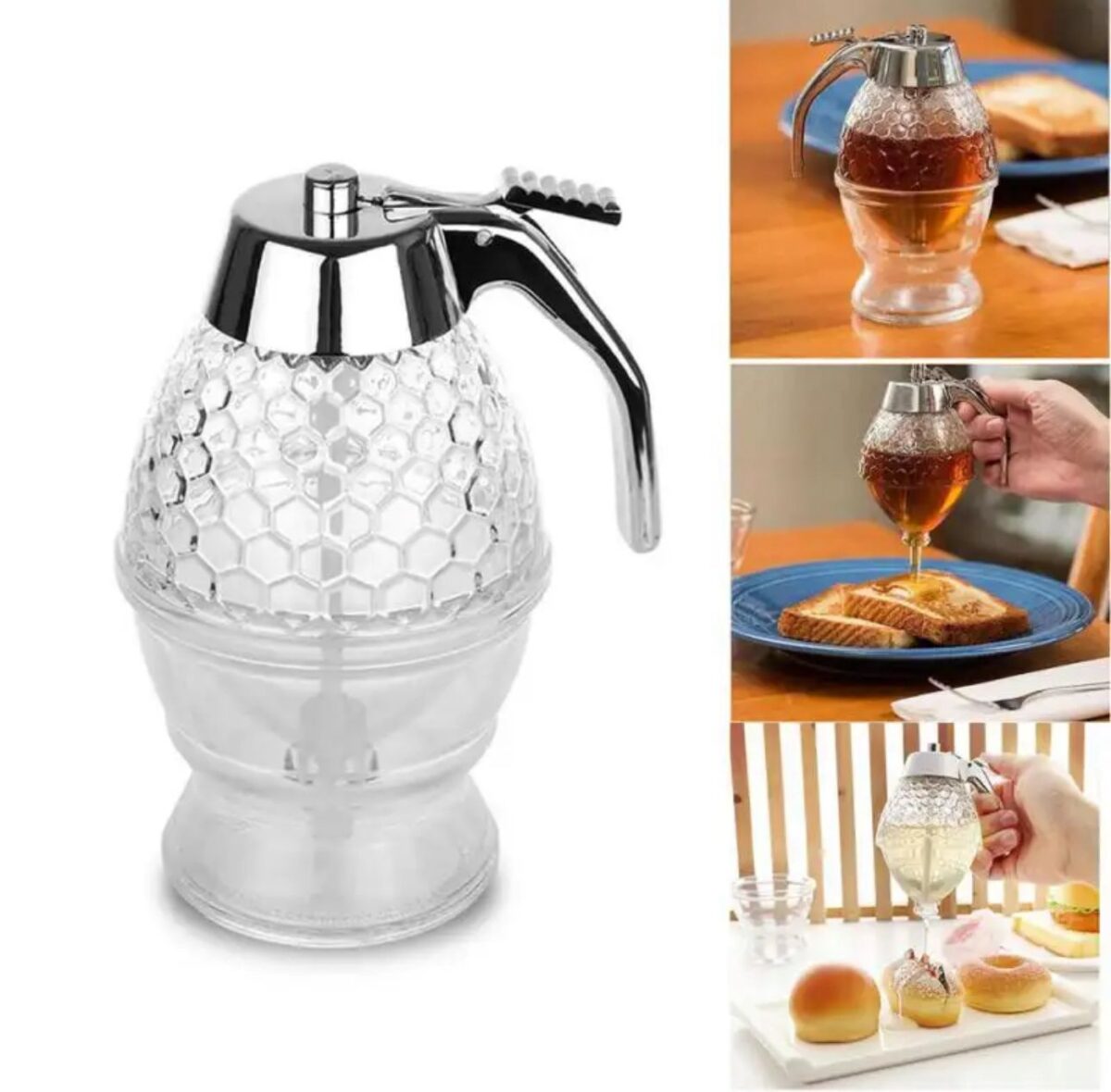 Honey Juice Syrup Dispenser Pot Jar For Kitchen Bee Drip Storage 200 ml Long Live pakistan