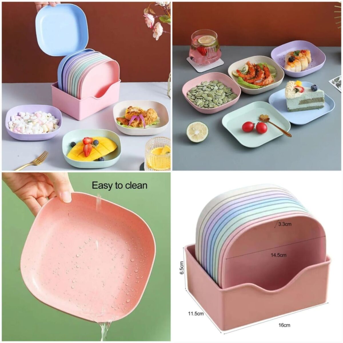 Plate set pack of 10 | Plastic Spit Bone Dish Plates Plates Set With Holder (Random Colours) Long Live pakistan