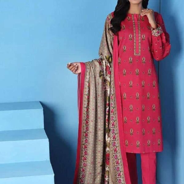 3 Pcs Women's Unstitched Linen Printed Suit