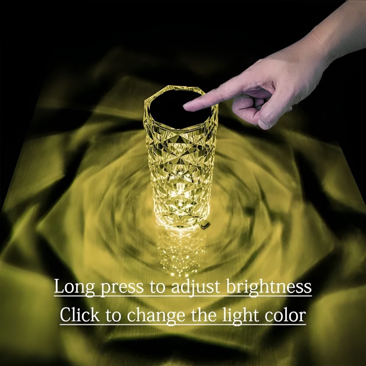 16 Colors Diamond Rose Crystal Lamp Bedside Acrylic Table Lamp | Led Diamond Touch Lamp With Remote Long Live pakistan